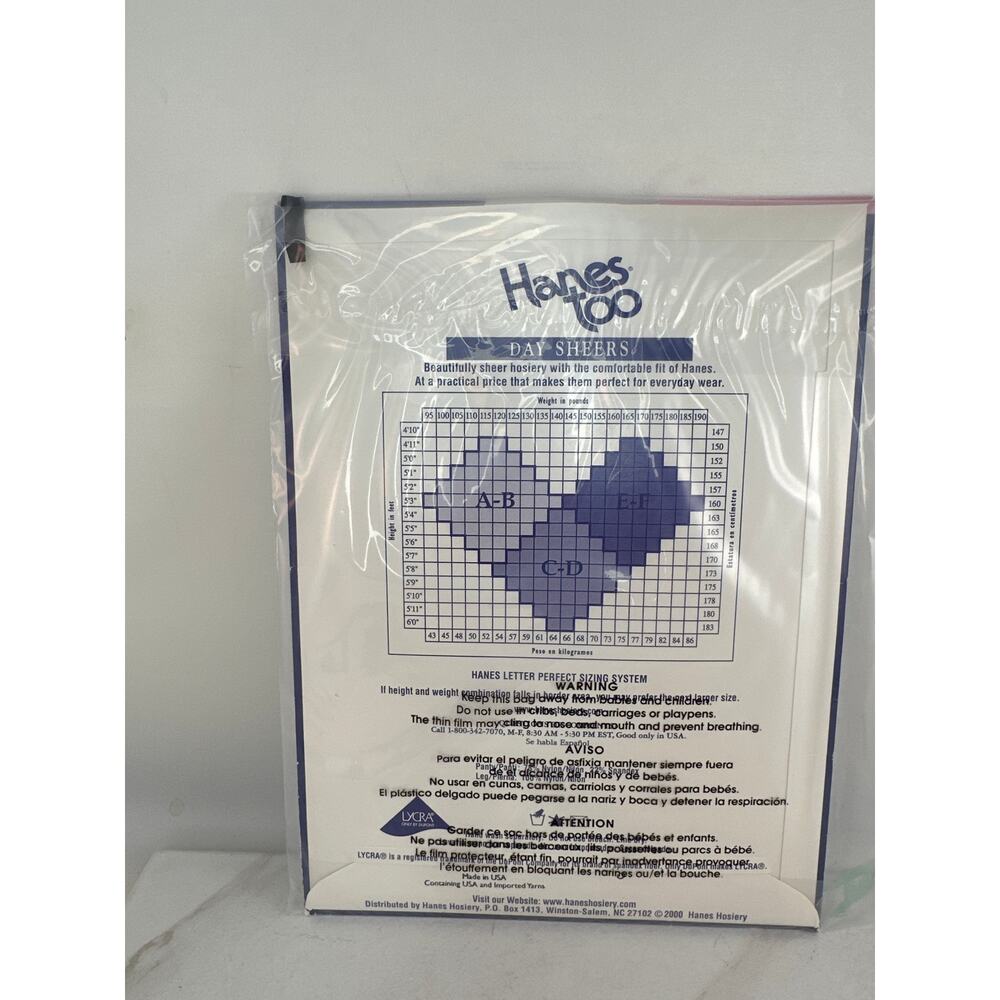 Hanes Too Pantyhose Black Day Sheer 136 Size AB - Picture 2 of 2